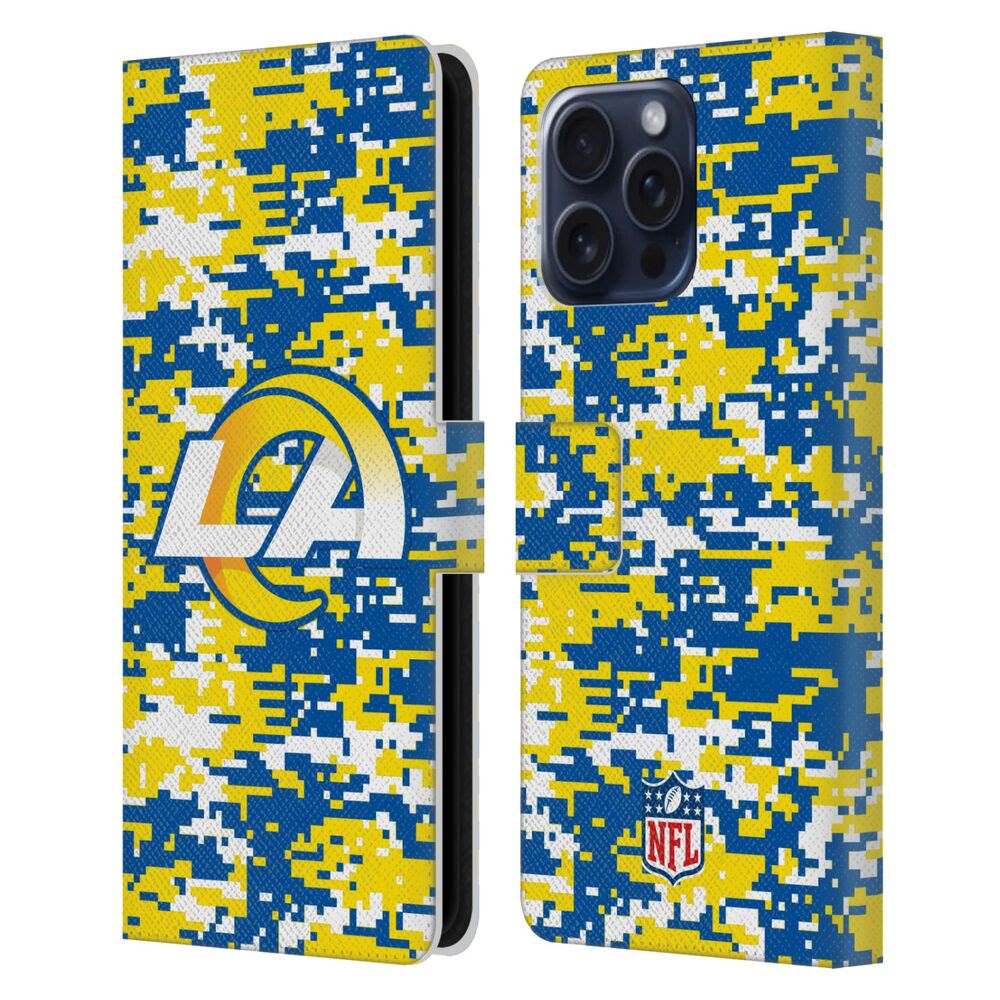 LOS ANGELES RAMS(NFL) ロサンゼルスラムズ  ロサンゼルスラムズ - Digital Camouflage レザー手帳型 / Apple iPhoneケース 【公式 / オフィシャル】